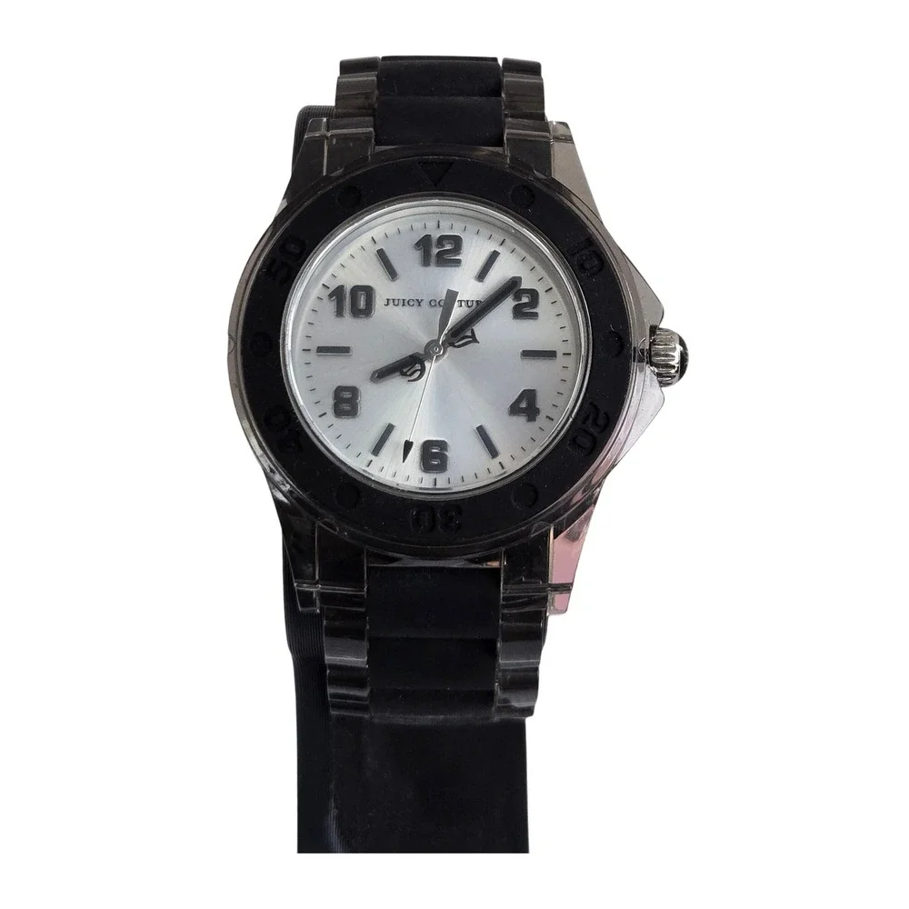Juicy Couture Womens Rich Watch 1900870 Black Clear Link Band NWT 6.5